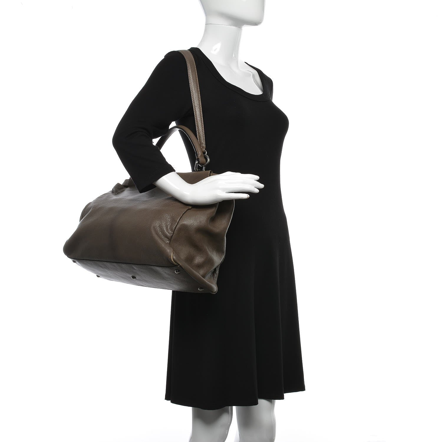 Fendi Goatskin Zucca Large Peekaboo Iconic Satchel Taupe Tobacco Moro 2 of 15
