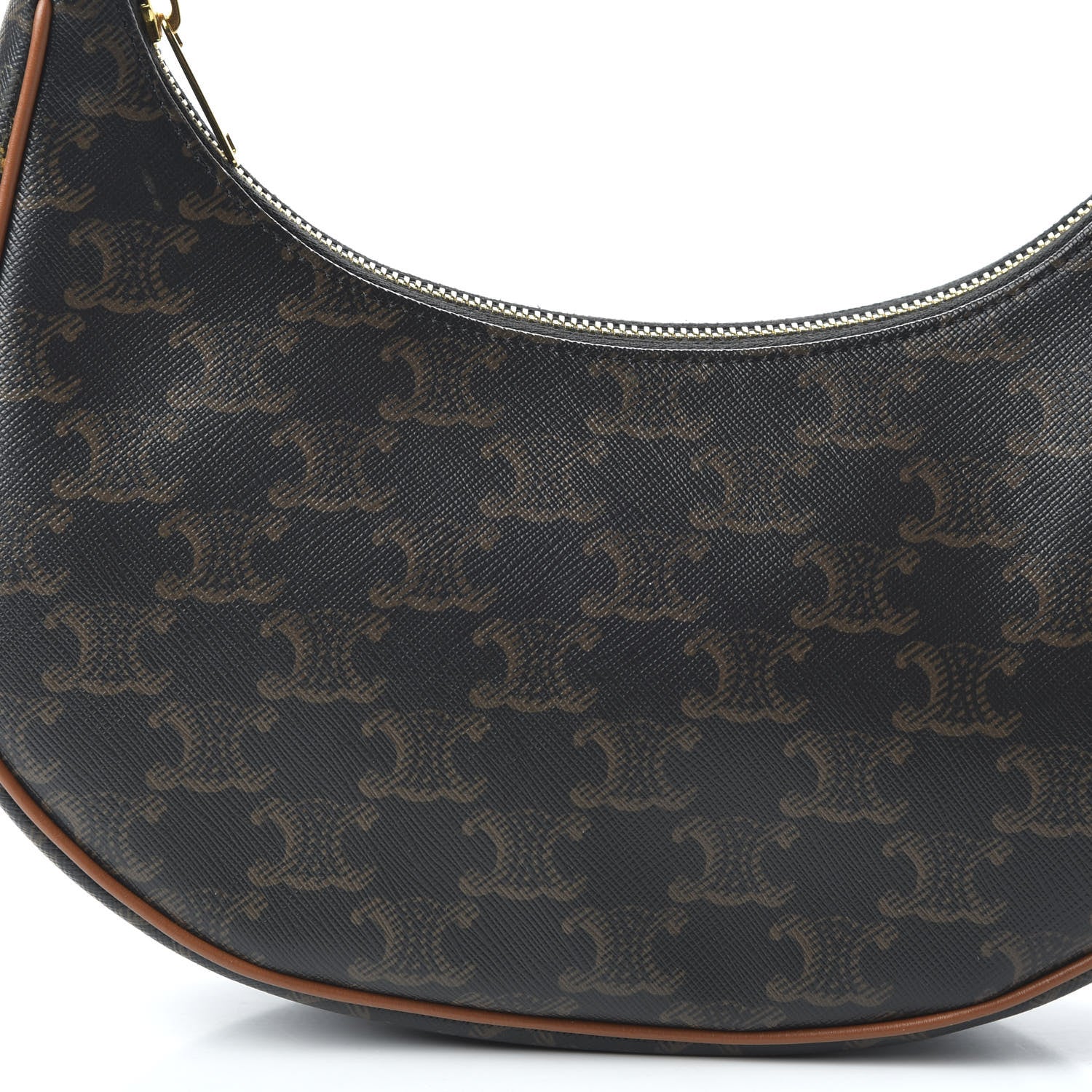 Celine Triomphe Canvas Calfskin Ava Shoulder Bag Tan 10 of 10