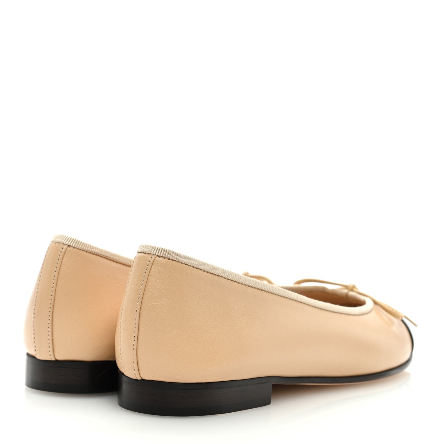 Lambskin Cap Toe CC Ballerina Flats 36.5 Beige Black