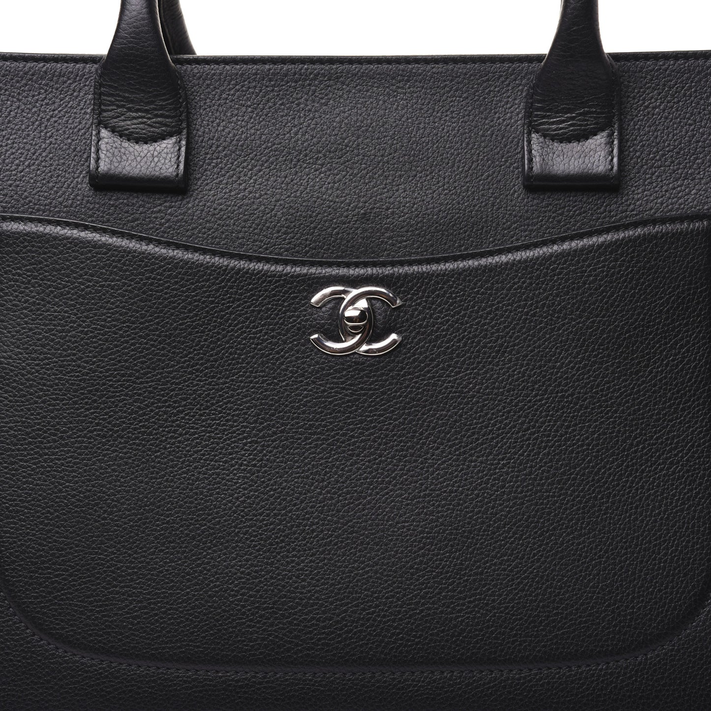 Grained Calfskin Large Neo Executive Shopper Tote Black