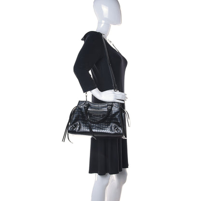 Balenciaga Semi Shiny Calfskin Crocodile Embossed Neo Classic Black Hardware S City Black 2 of 11
