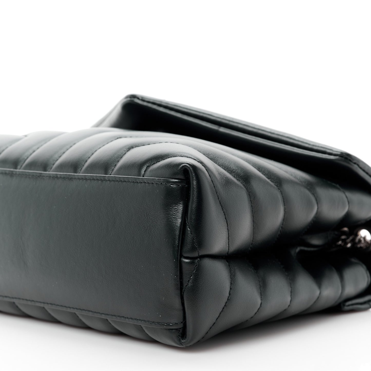 Calfskin Y Quilted Monogram Small Loulou Chain Satchel Black