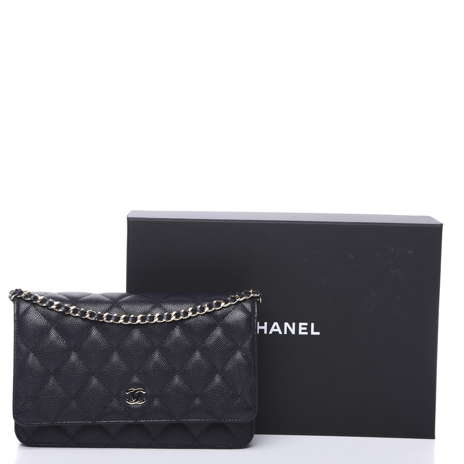 Chanel Caviar Quilted Wallet On Chain WOC Navy Blue 10 of 10