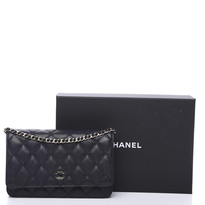 Chanel Caviar Quilted Wallet On Chain WOC Navy Blue 10 of 10