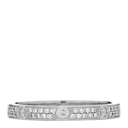 Cartier 18K White Gold Diamond 2.6mm LOVE Paved Band Ring 56 7.75 1 of 5