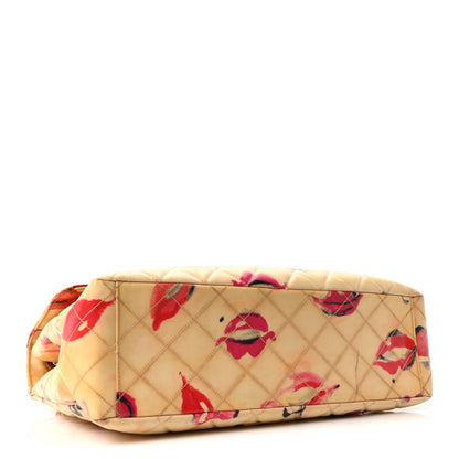 Chanel Coated Canvas Quilted Lips and Kisses Graffiti XL Jumbo Single Flap White Multicolor 4 of 10
