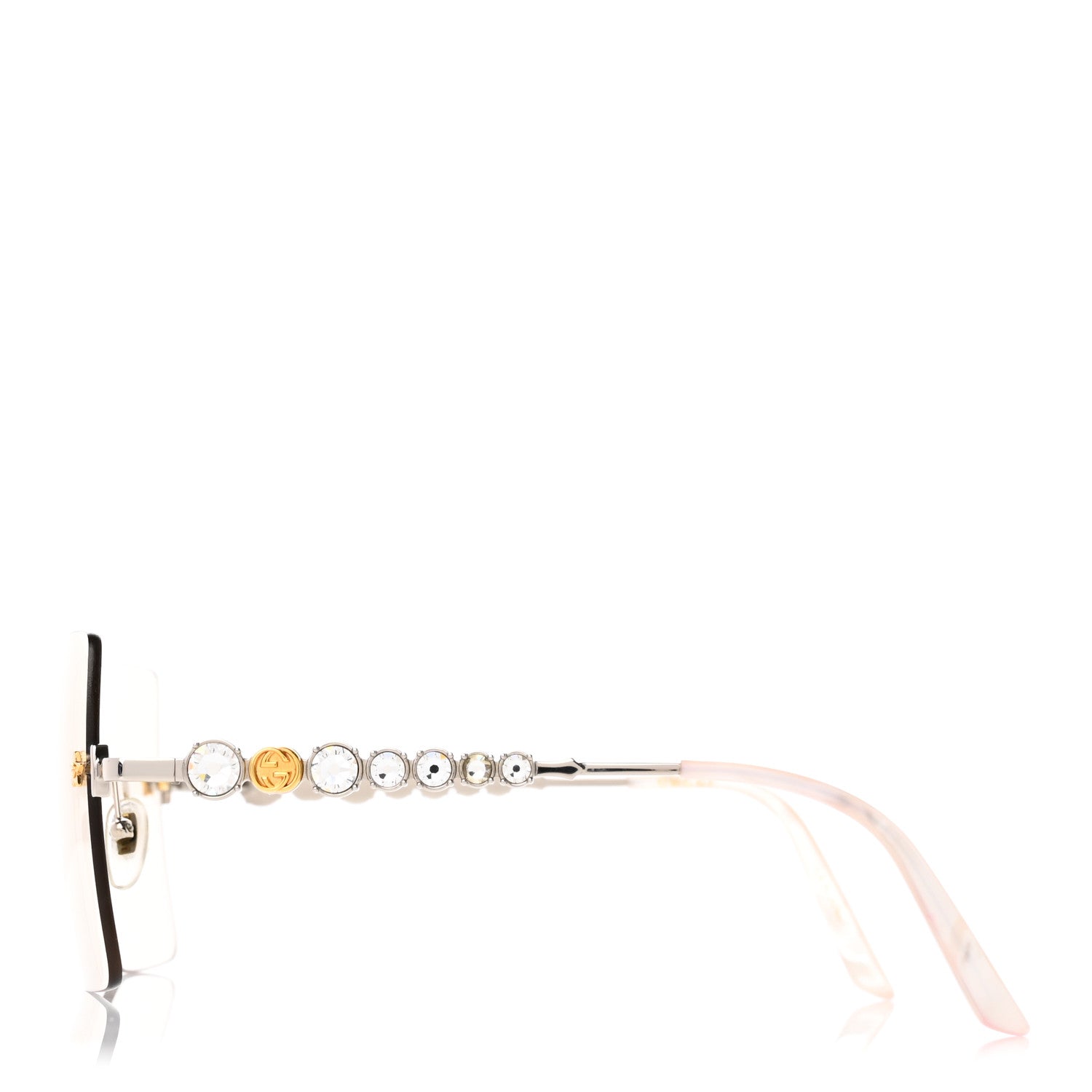 Gucci Crystal Metal Sunglasses GG0644S Gold Silver 3 of 8