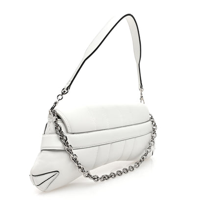Gucci Nappa Vertical Matelasse Medium Maxi Horsebit Chain Shoulder Bag Mystic White 3 of 9