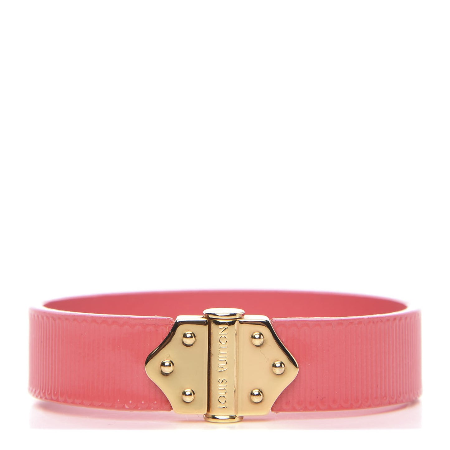 Patent Calfskin Embossed Spirit Bracelet 17 Corail