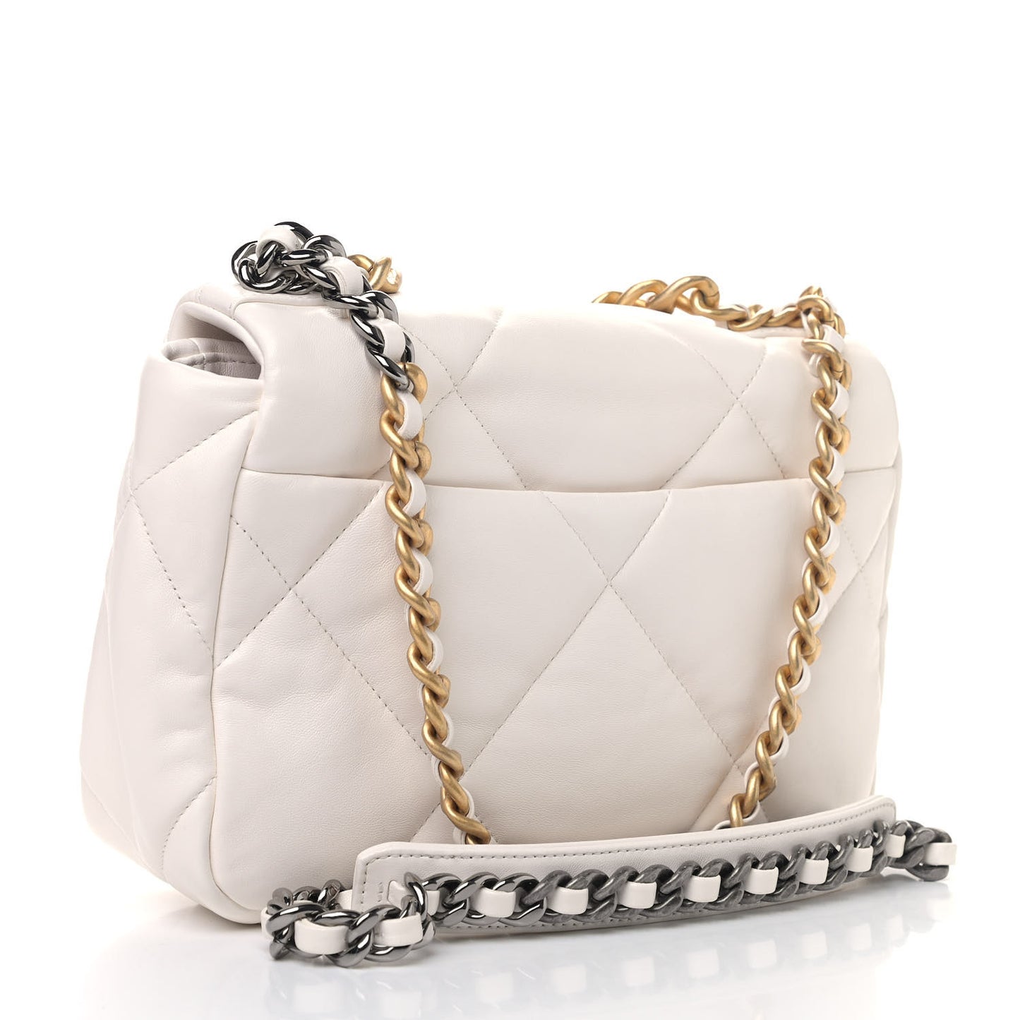Lambskin Quilted Medium Chanel 19 Flap White