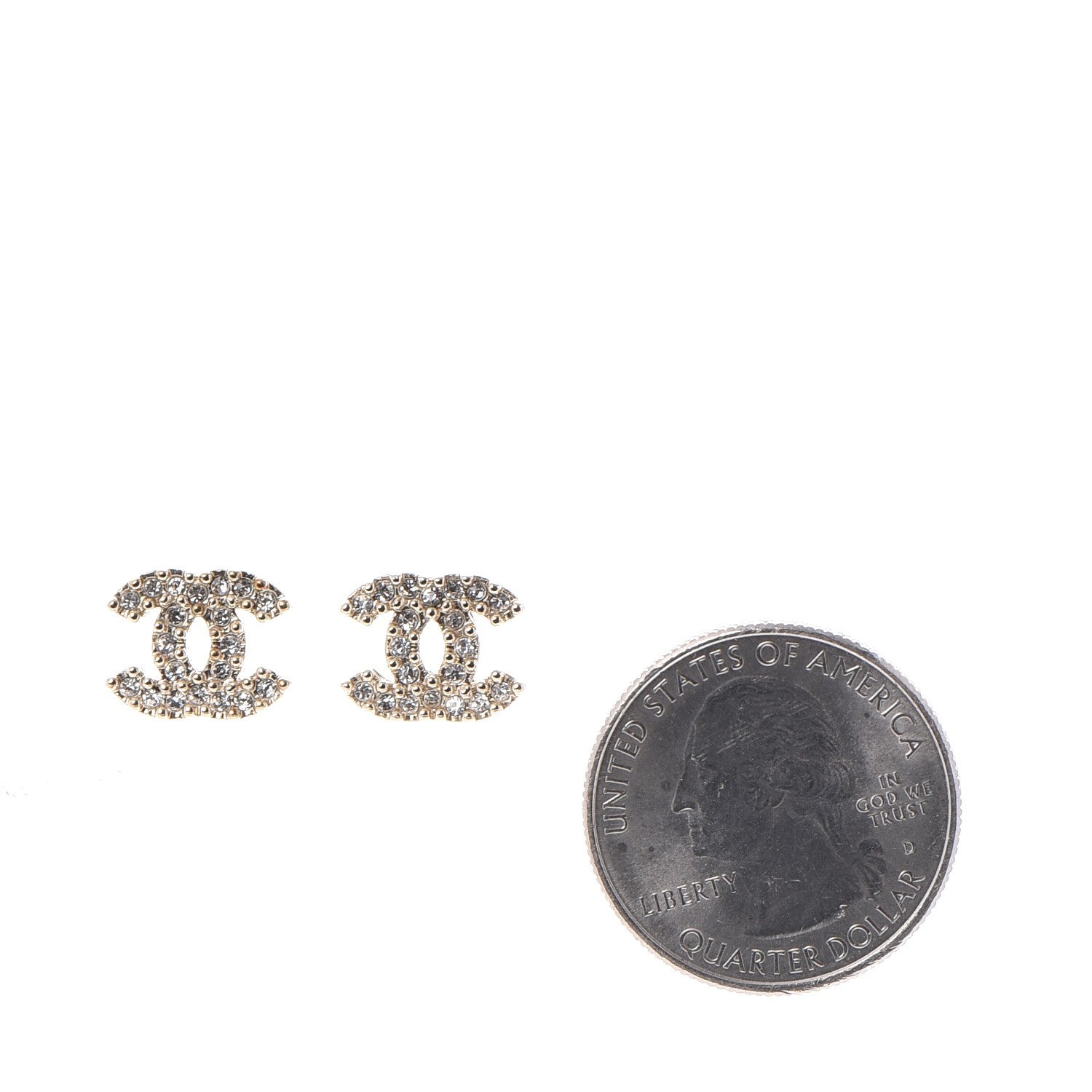 Chanel Crystal Mini CC Earrings Gold 2 of 4
