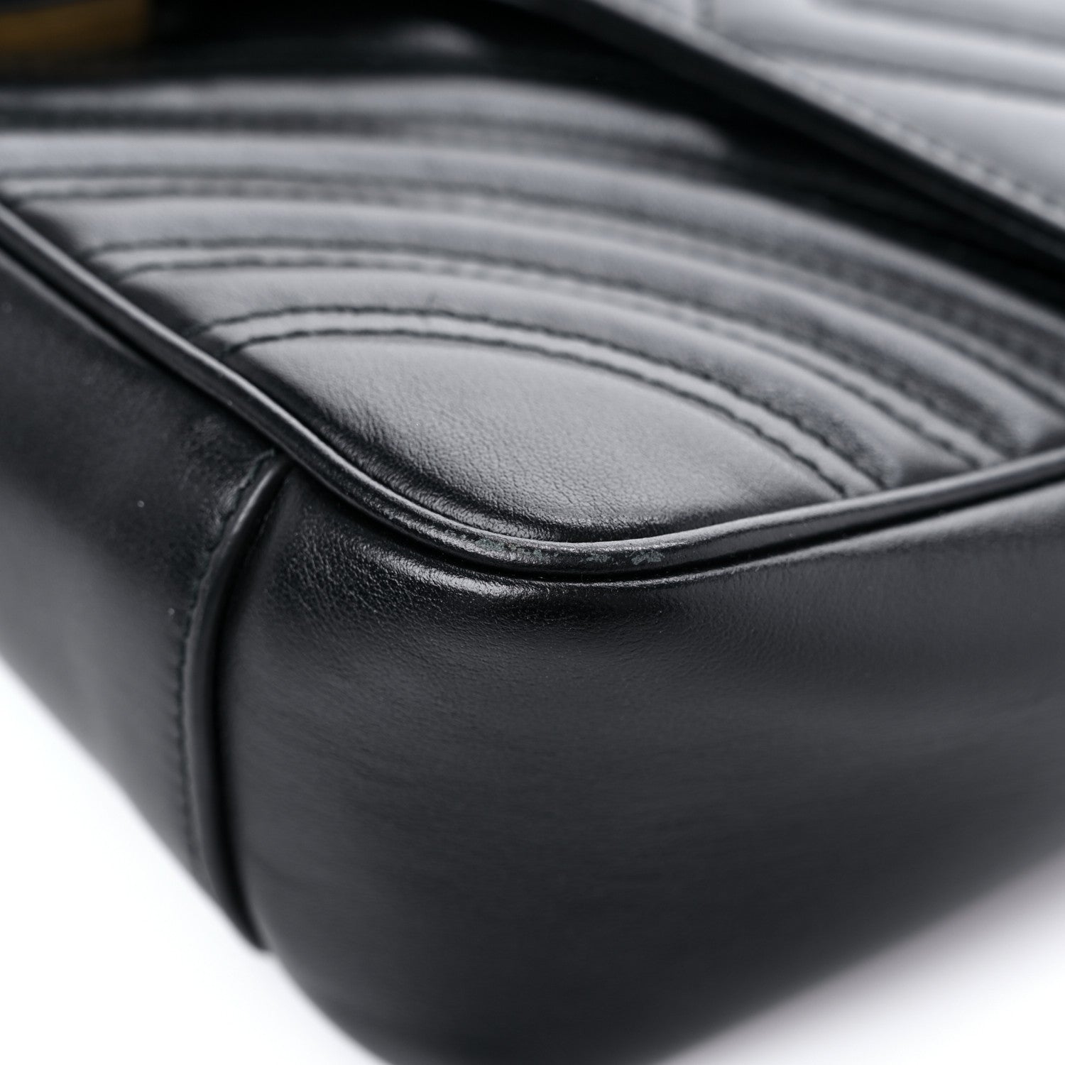 Gucci Calfskin Matelasse Small GG Marmont Shoulder Bag Black 9 of 13