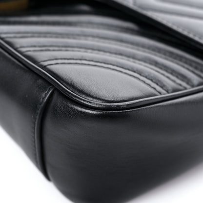 Gucci Calfskin Matelasse Small GG Marmont Shoulder Bag Black 9 of 13