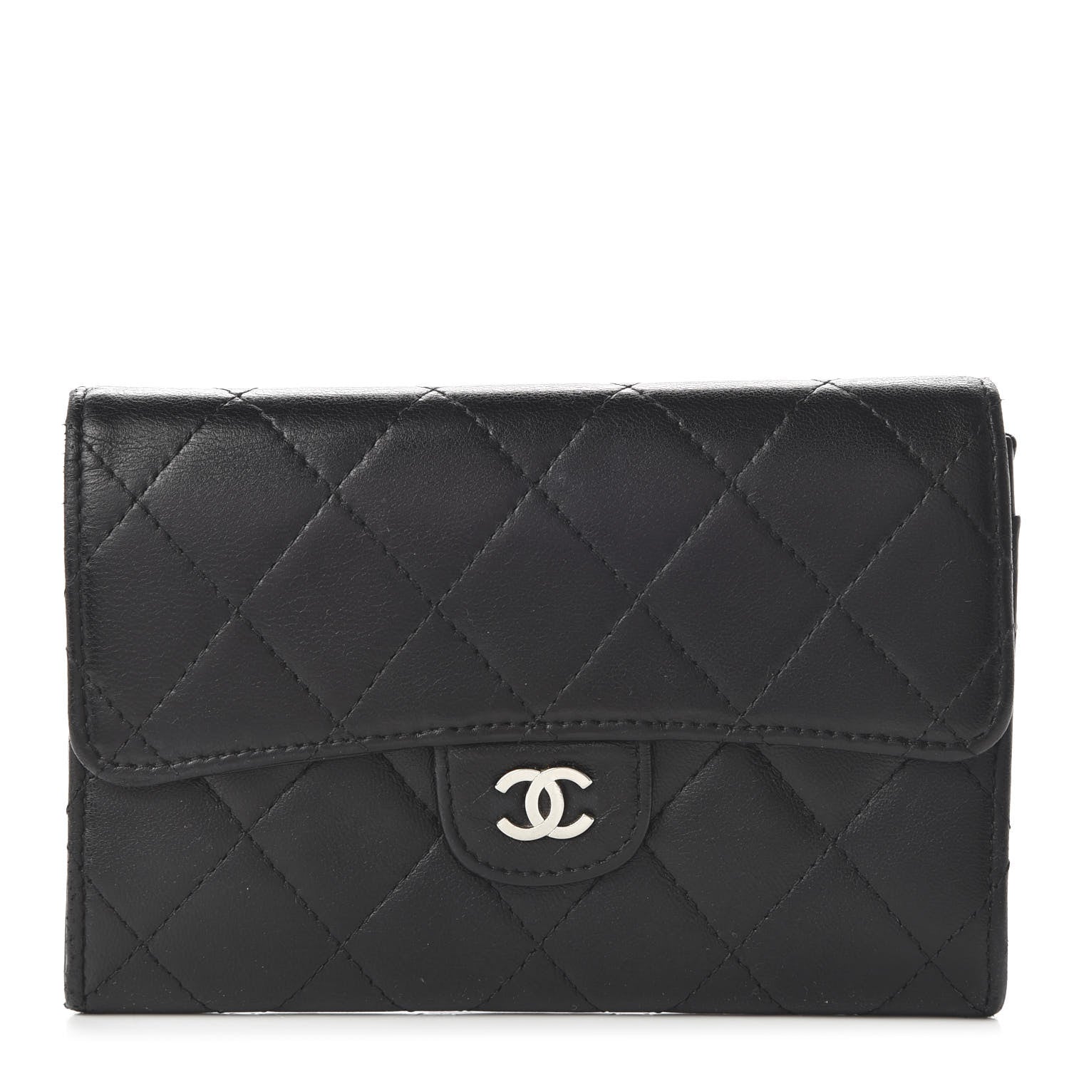 Chanel Lambskin Quilted Small Flap Wallet Black 1 of 10