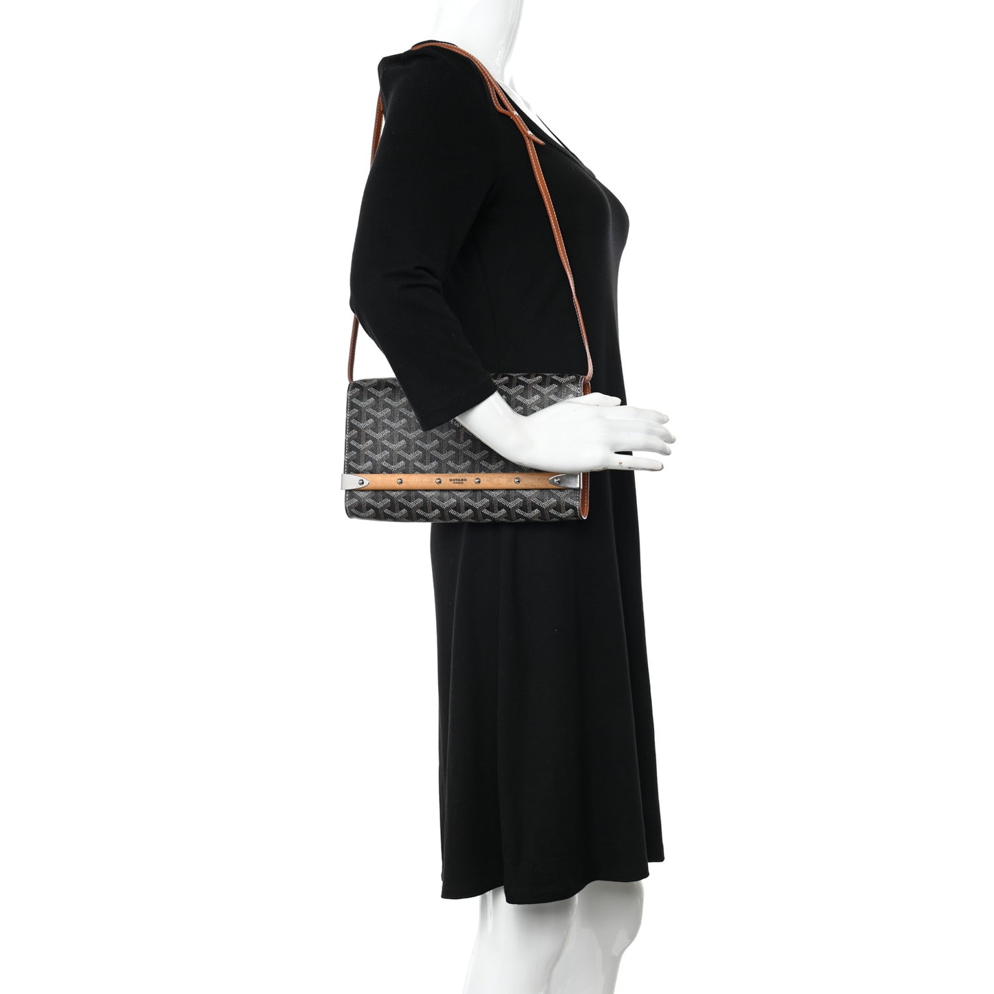 Goyardine Monte Carlo Bois Clutch With Strap Black Gold