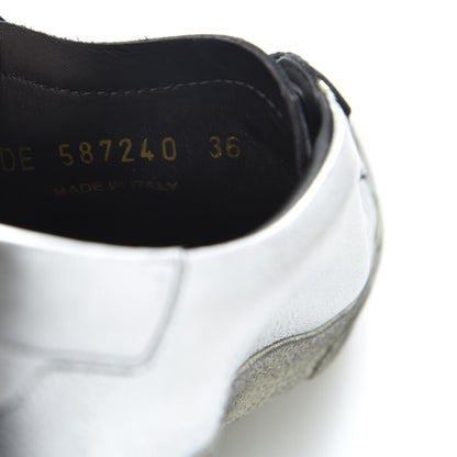 Saint Laurent Metallic Calfskin Womens Court Classic Sneakers 36 Silver 7 of 10