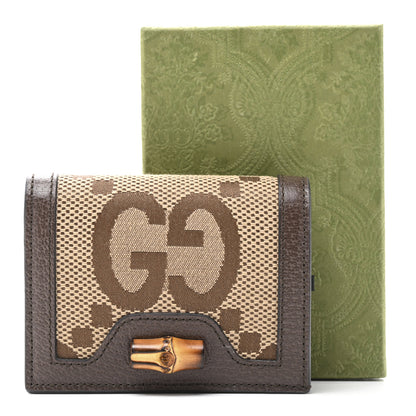 Gucci Monogram Jumbo GG Textured Dollar Calfskin Diana Card Case Wallet Camel Ebony New Acero 9 of 9