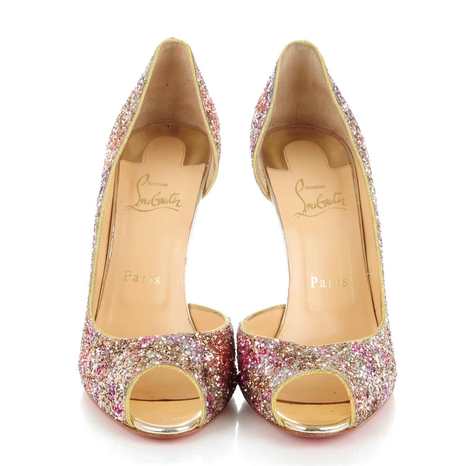 Christian Louboutin Glitter Demi You 100 Pumps 39.5 Rosette Gold 2 of 8