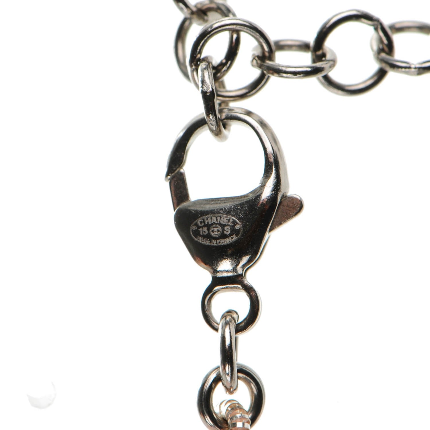 Chanel Bead Crystal CC Choker Necklace Pink Silver 5 of 5
