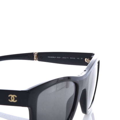 Chanel Nylon Metal Square Polarized Folding Sunglasses 6053 Black 5 of 10