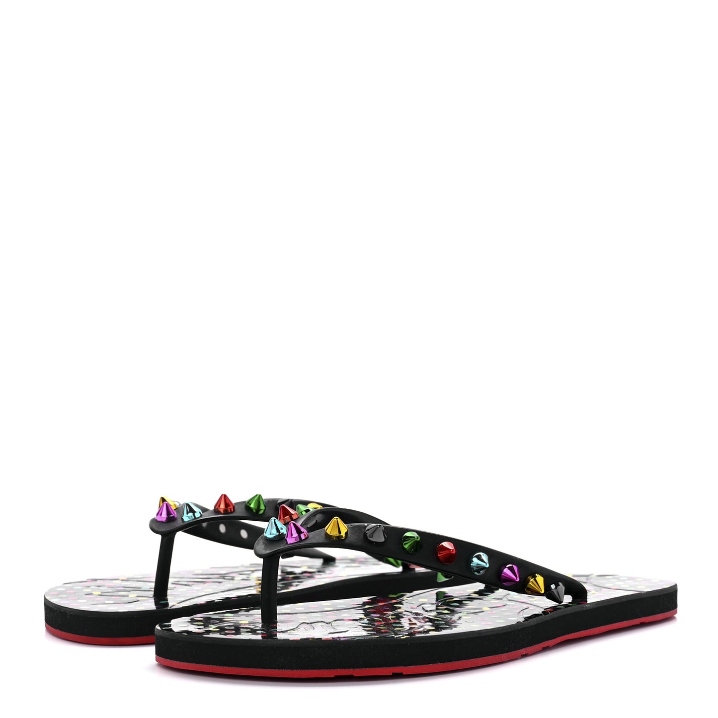 Rubber Spike Loubi Donna Flip Flop 38 Black Multicolor
