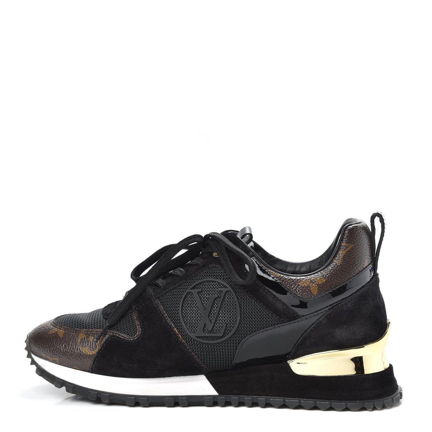 Suede Monogram Run Away Sneakers 35.5 Black