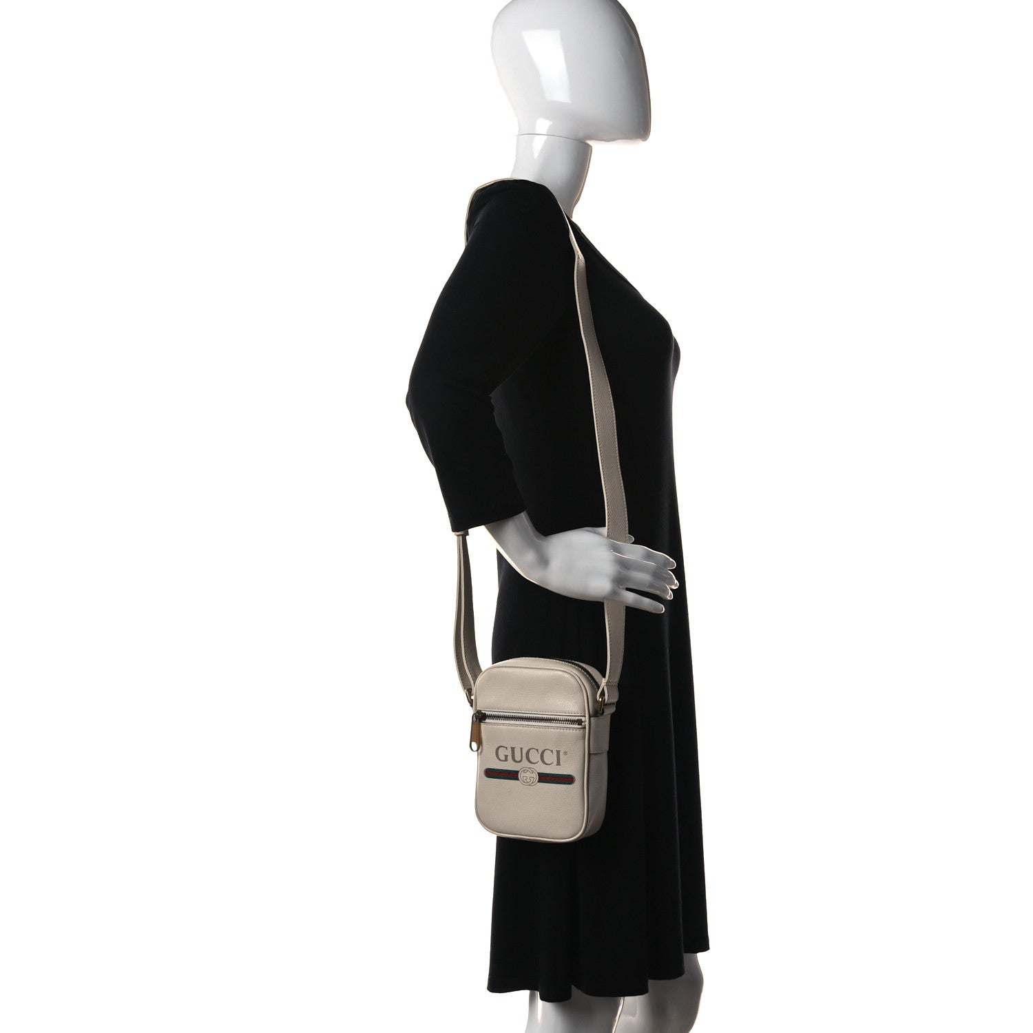 Gucci Grained Calfskin Mini Logo Messenger Bag White 2 of 7