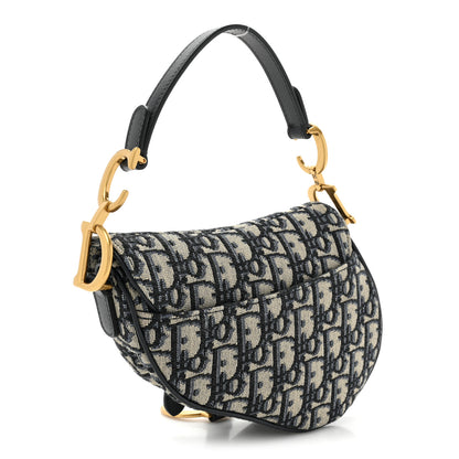 Christian Dior Oblique Mini Saddle Bag Blue 3 of 9
