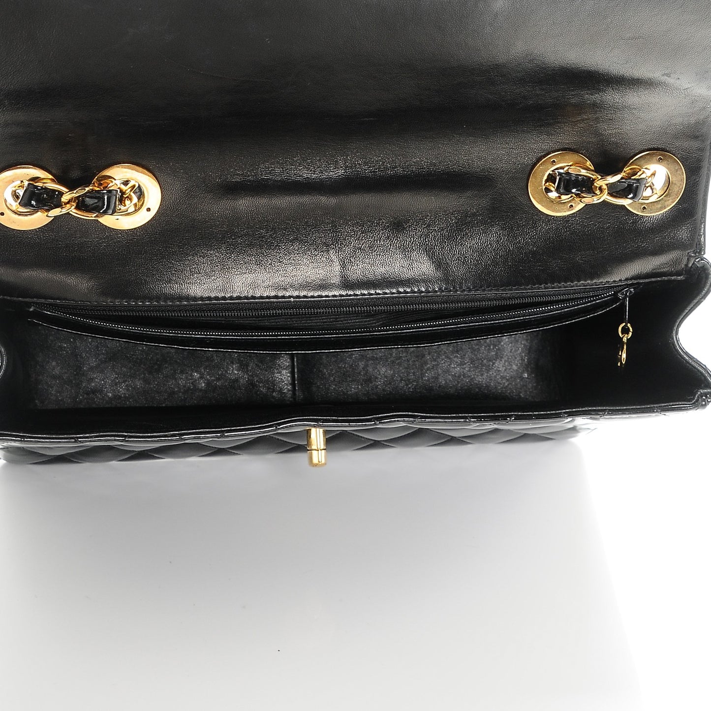 Quilted Patent Quilted Jumbo Flap Black