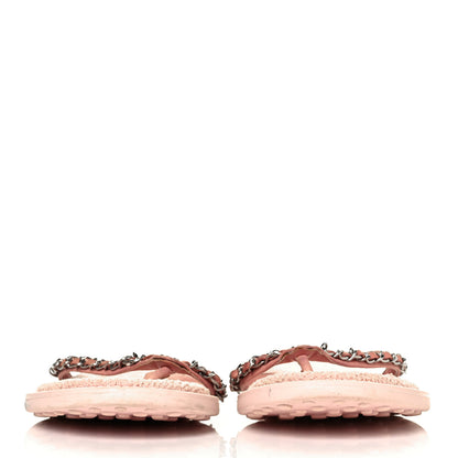 Chanel Calfskin CC Chain Thong Sandals 38 Pink 3 of 16