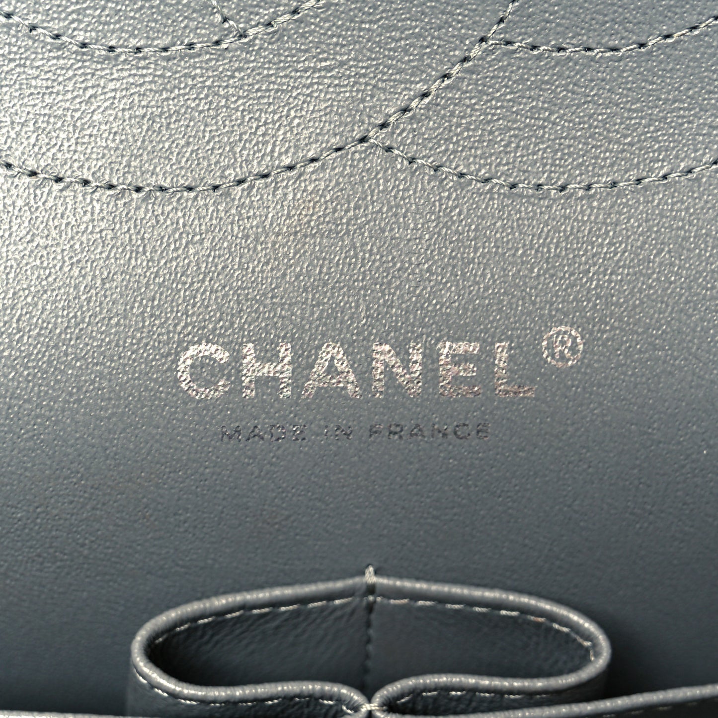 Caviar Quilted Jumbo Double Flap Grey