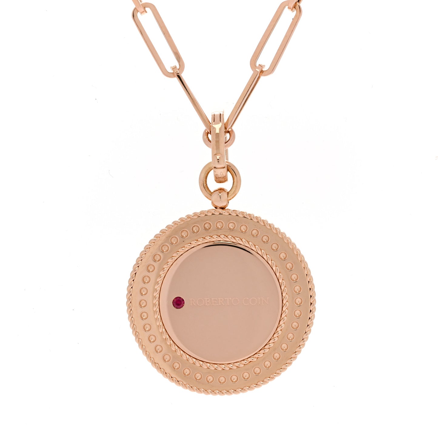 18K Rose Gold Black Diamond Venetian Princess Medallion Pendant Necklace