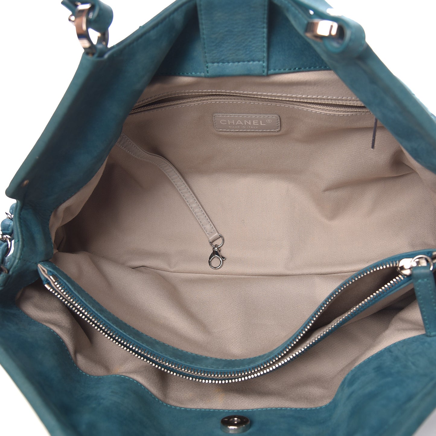 Iridescent Calfskin Quilted Small Sea Hit Tote Turquoise