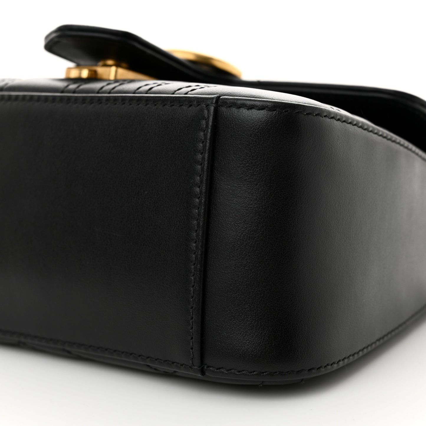 Calfskin Matelasse Small GG Marmont Top Handle Shoulder Bag Black