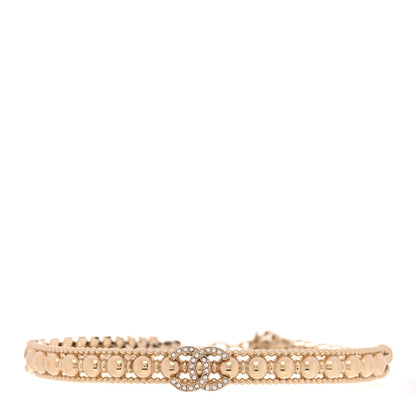 Chanel Metal Crystal Bead Chain Link CC Choker Necklace Gold 1 of 5