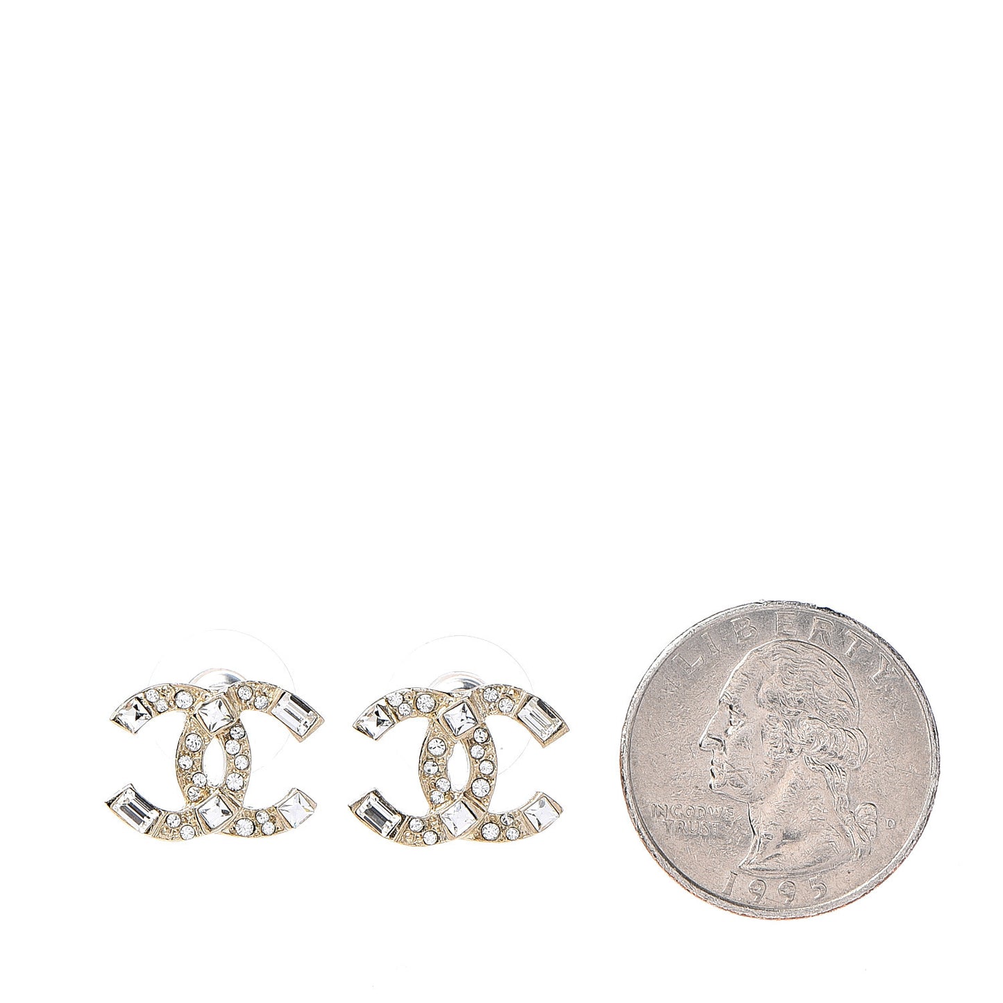 Crystal Baguette CC Earrings Gold