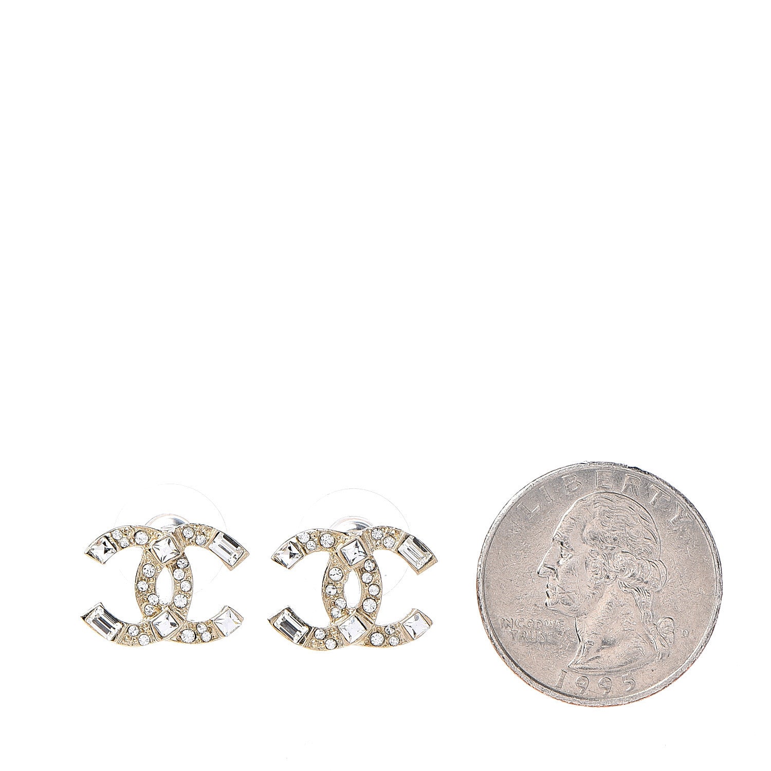 Chanel Crystal Baguette CC Earrings Gold 2 of 4