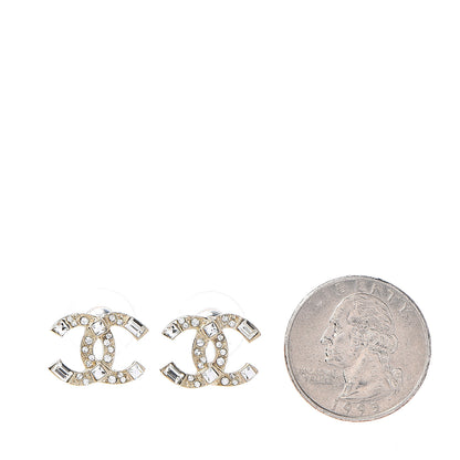 Chanel Crystal Baguette CC Earrings Gold 2 of 4