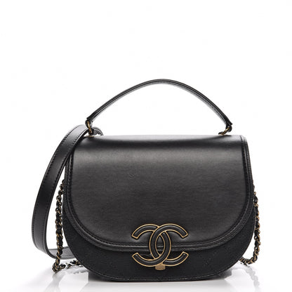 Chanel Shiny Calfskin Goatskin Quilted Small Coco Curve Messenger Flap Black 1 of 8