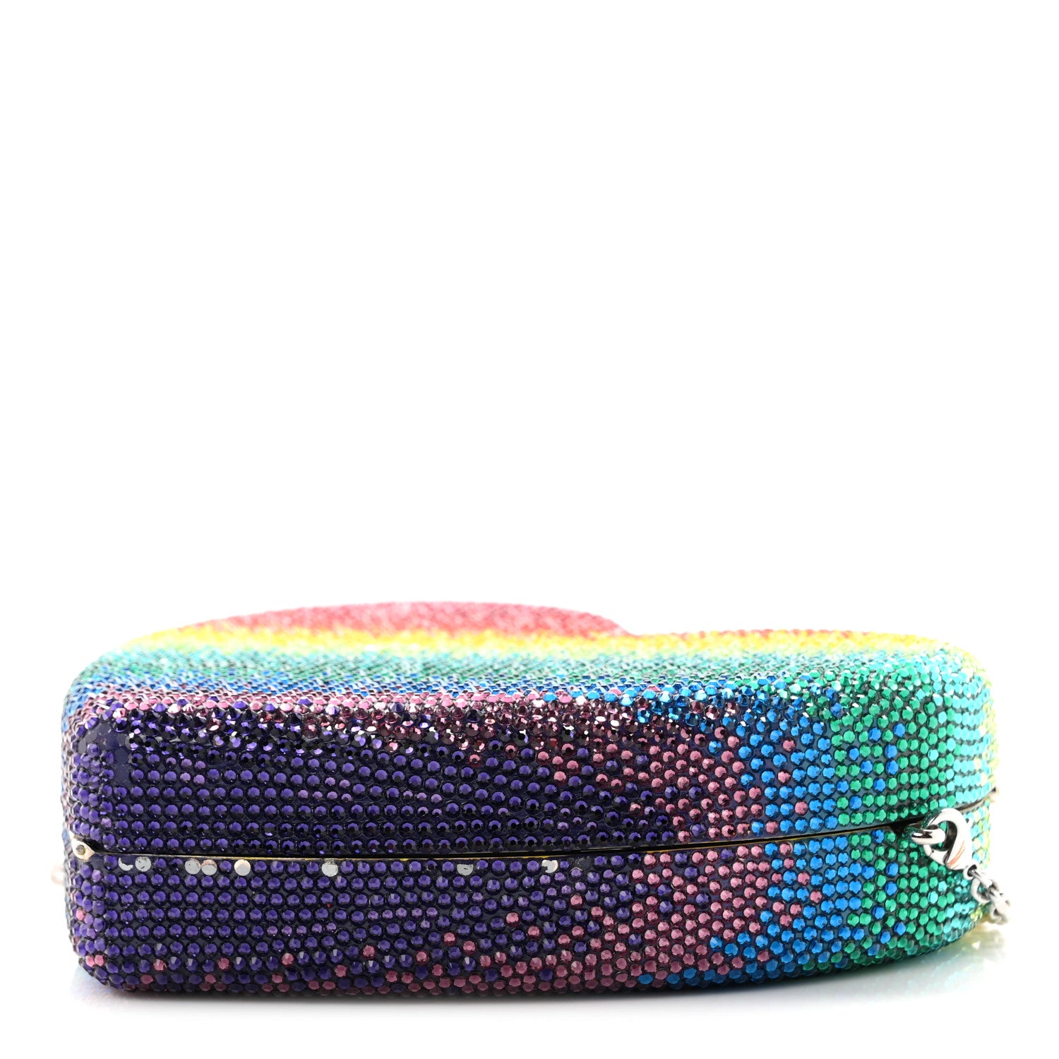 Judith Leiber Crystal Rainbow Heart Minaudiere Clutch Silver Multicolor 9 of 10