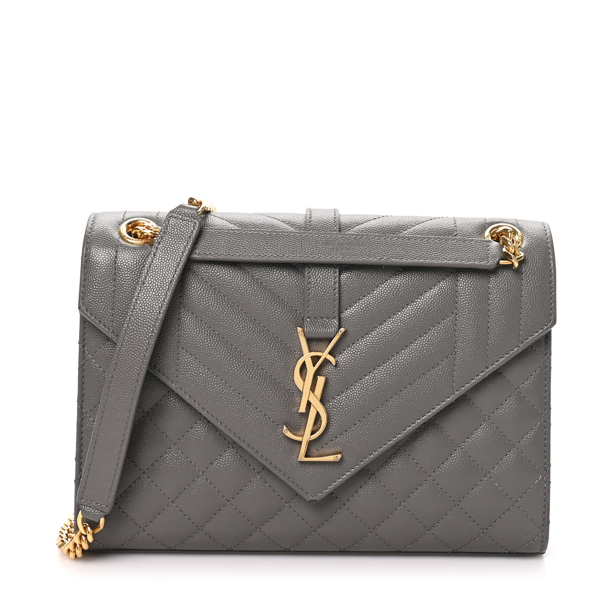 Grain De Poudre Textured Mixed Matelasse Triquilt Medium Monogram Satchel Fog