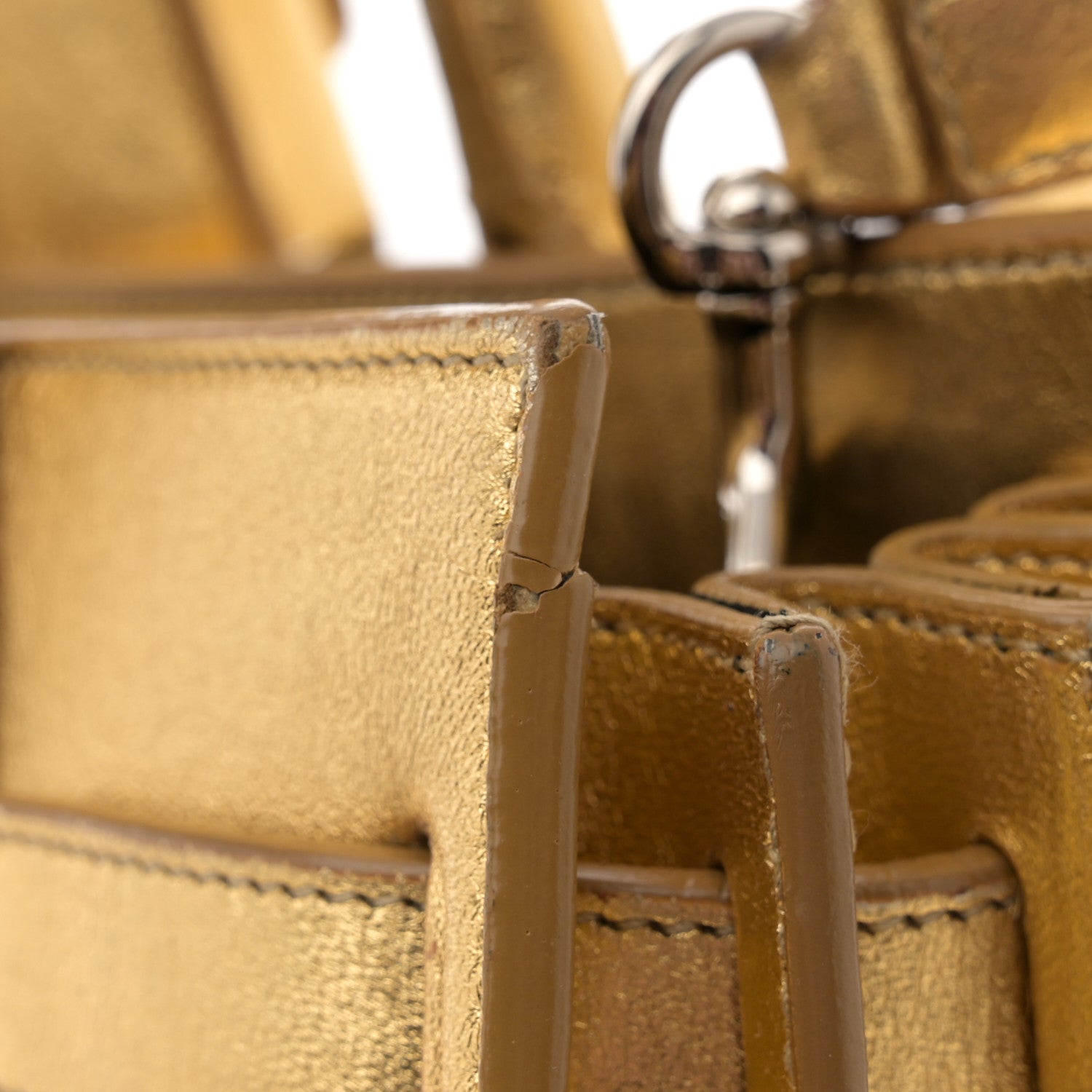 Saint Laurent Metallic Calfskin Nano Sac De Jour Gold 17 of 18