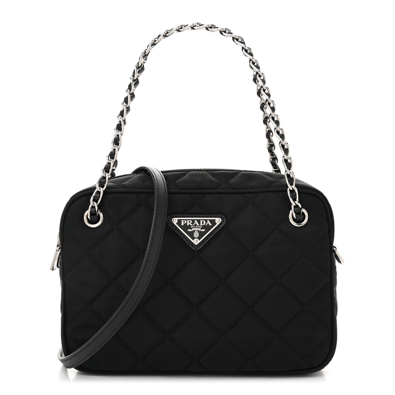 Prada Nylon Tessuto Impuntu Quilted Bandoliera Crossbody Bag Black 1 of 11