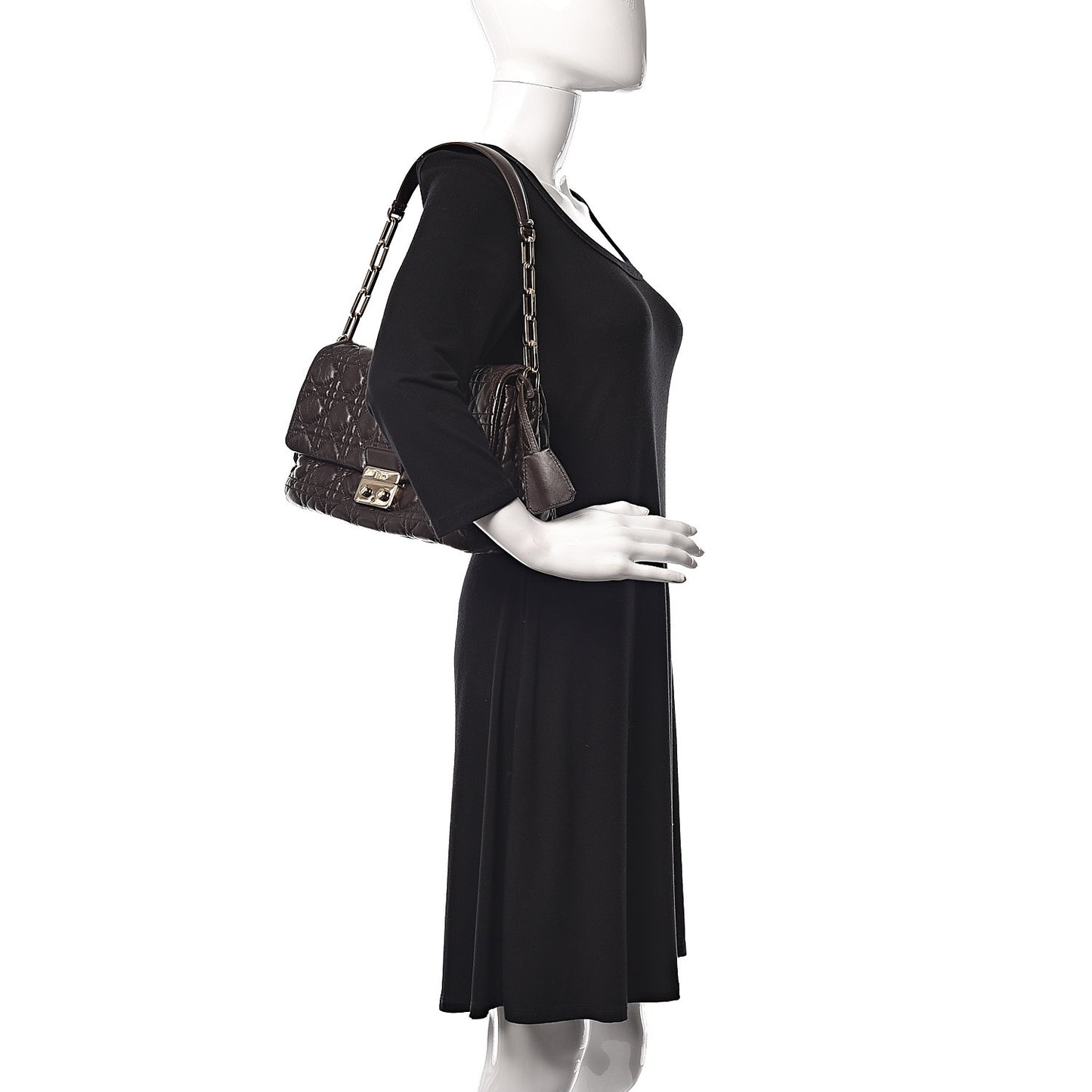 Lambskin Cannage Large New Lock Flap Bag Brown