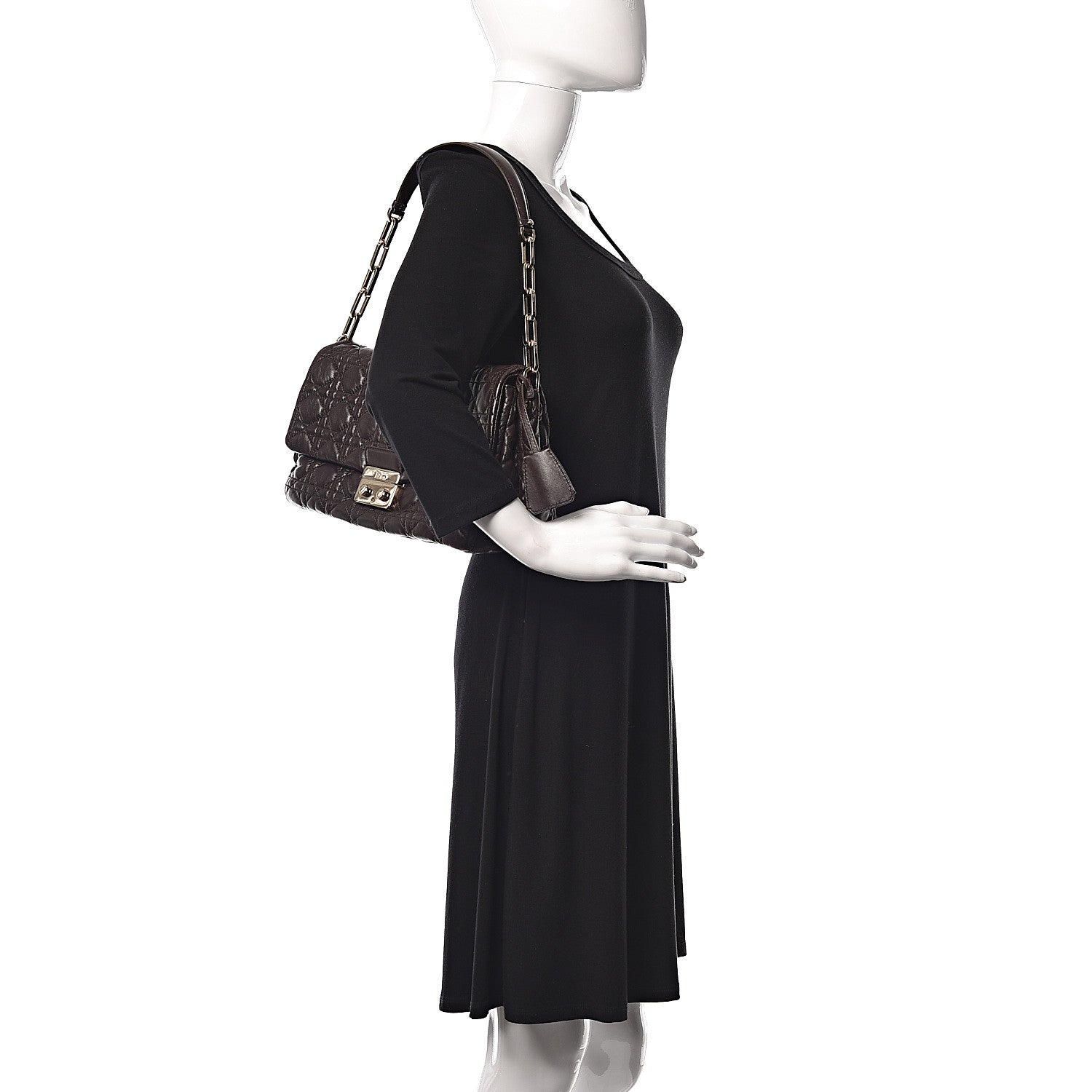 Christian Dior Lambskin Cannage Large New Lock Flap Bag Brown 2 of 10