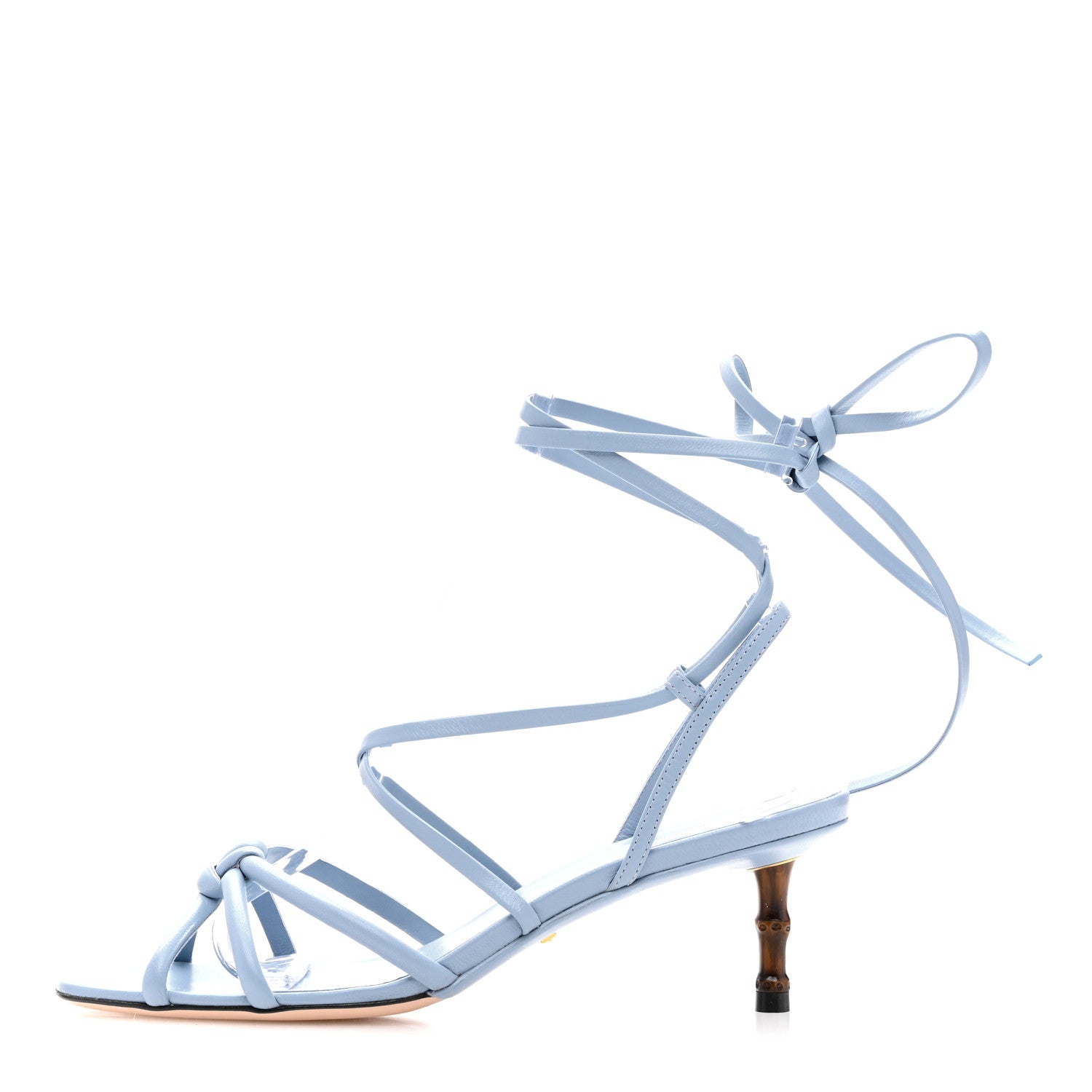 Gucci Nappa Charlotte Heel Sandals 38 Porcelain Light Blue 1 of 8
