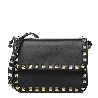 Valentino Garavani Vitello Rockstud Flap Crossbody Bag Black 1 of 9