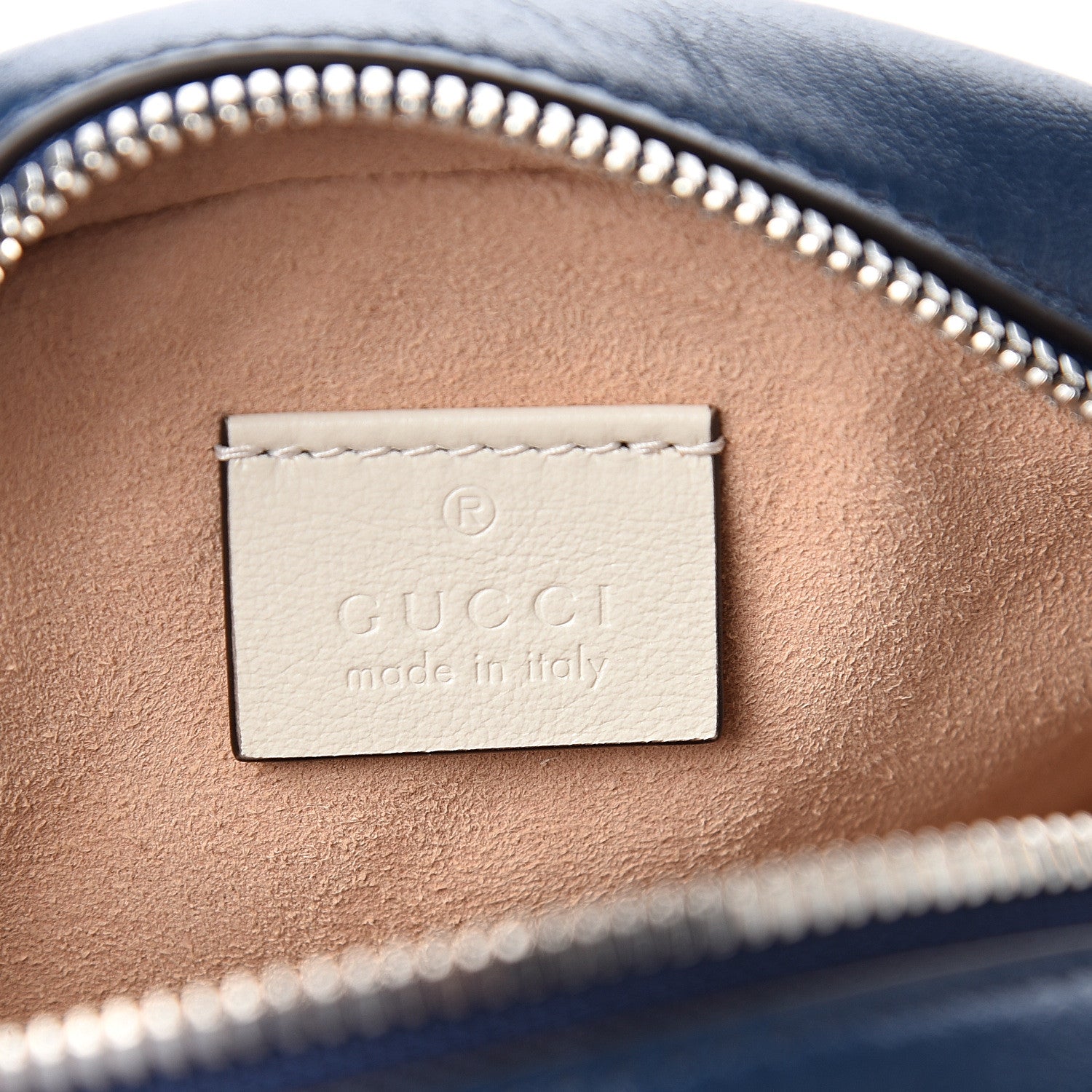 Gucci Azalea Calfskin Matelasse Diagonal Mini Torchon GG Marmont Round Shoulder Bag Blue Agata Mystic White 5 of 9