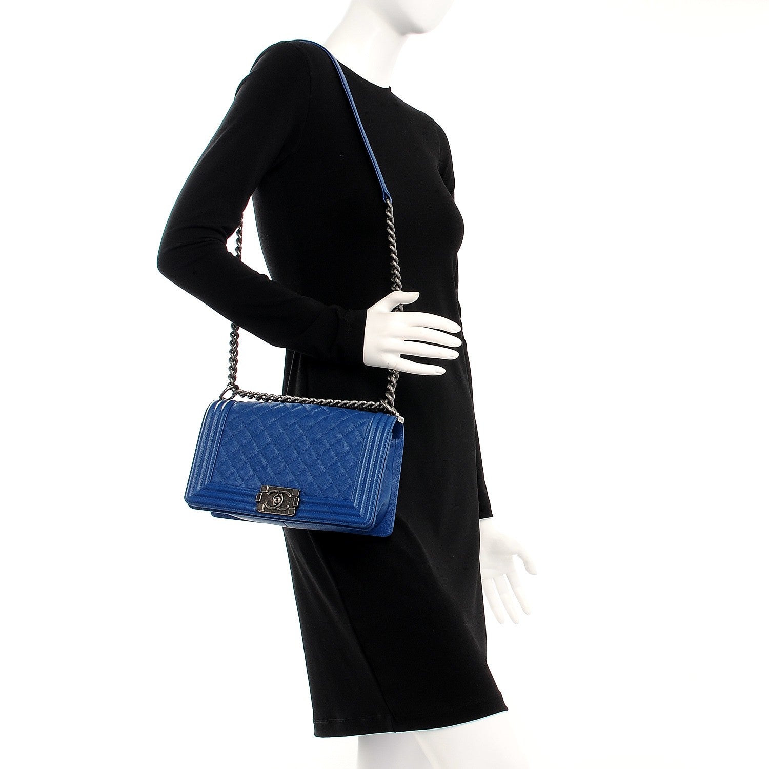 Chanel Caviar Quilted Medium Boy Flap Dark Blue 2 of 7