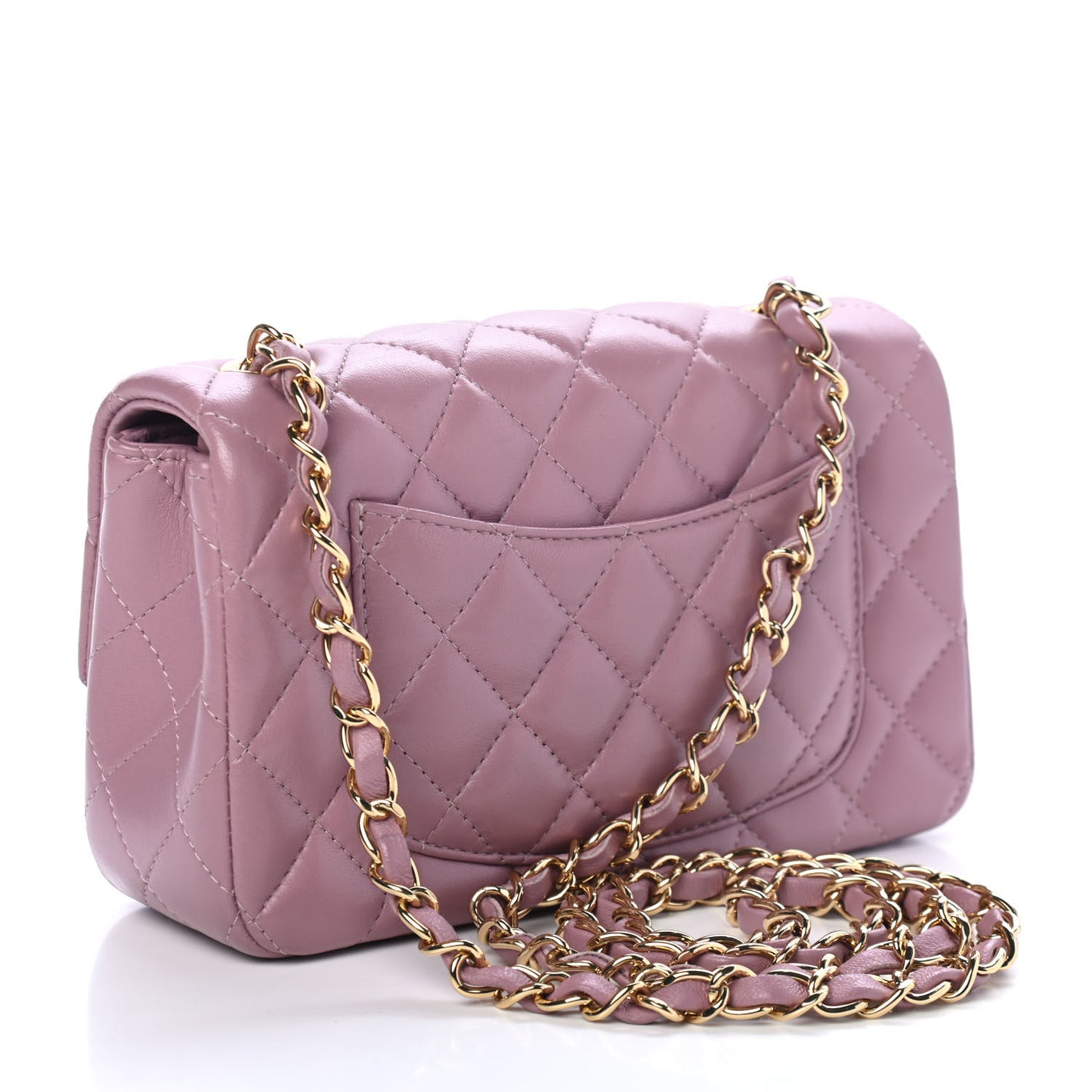 Lambskin Quilted Mini Rectangular Flap Pink